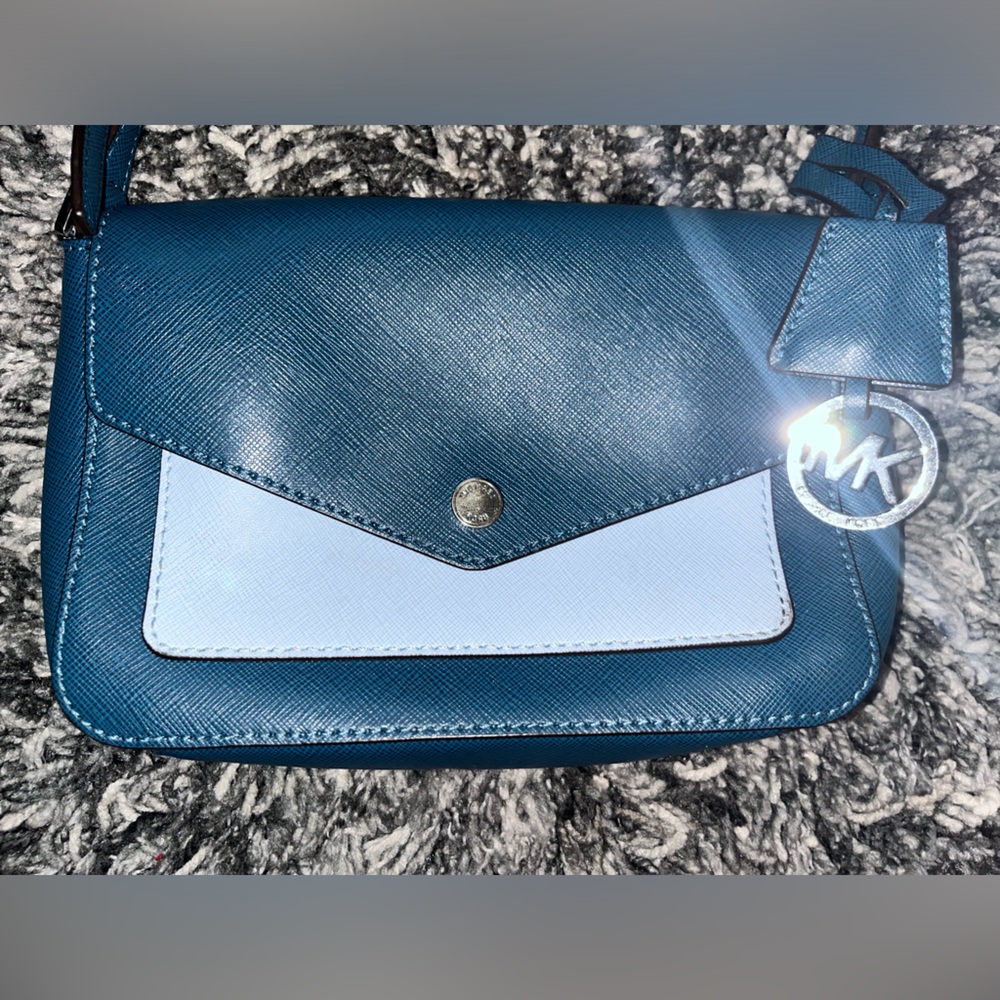 MICHAEL KORS Greenwich Small Blue Leather Crossbody Bag